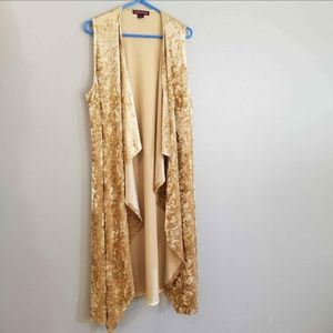 NWT Rock and Roll Cowgirl Gold Velvet Vest Size Large